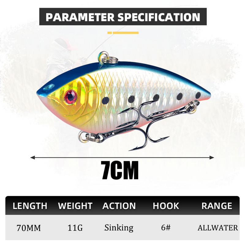 LINGYUE Deep Water VIB Momeală de pescuit Hard Crankbait Wobbler Winter Isca Artificial Pesca 7cm 11g Pescuit Minnow pentru Bass Stiuca