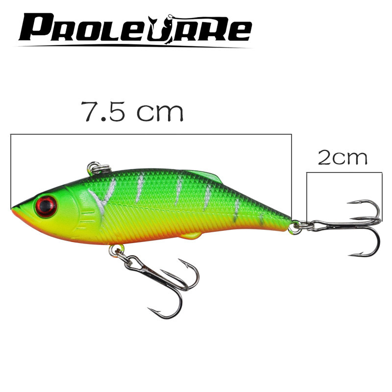 1 buc. Naluci de pescuit tare VIB Rattlin Pescuit 75mm 10g Vibrație de scufundare Rattlin momeală tare Crankbaits cu cârlig înalte Pesca