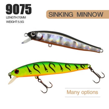 1PCS 70MM 5.5G потъващи рибарски примамки Minnow Изкуствена стръв 3D естествени очи Воблер Риболовни принадлежности с твърда стръв