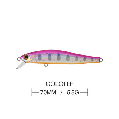 1 tk 70 mm 5,5 g uppuvad Minnow kalapüügi landid kunstlik sööt 3D loodusliku silmadega vobler kõva söödaga kalastustarbed