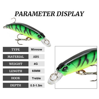 Slowly Sinking Minnow Fishing Lure 65mm 4g Artificial Japan Hard Bait Bass Pike Wobblers Crankbait Carp Fishing