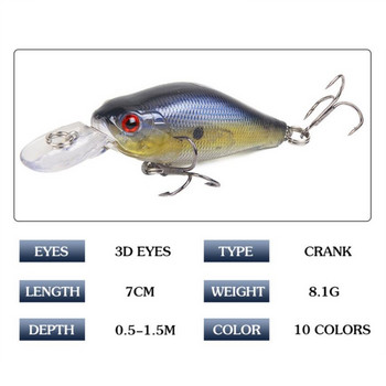 1 τεμ Minnow Fishing Lure Wobblers 7cm 8,1g Floating Crankbait Τεχνητό Πλαστικό Σκληρό Δόλωμα Bass Pesca Είδη Ψαρέματος Κυπρίνου