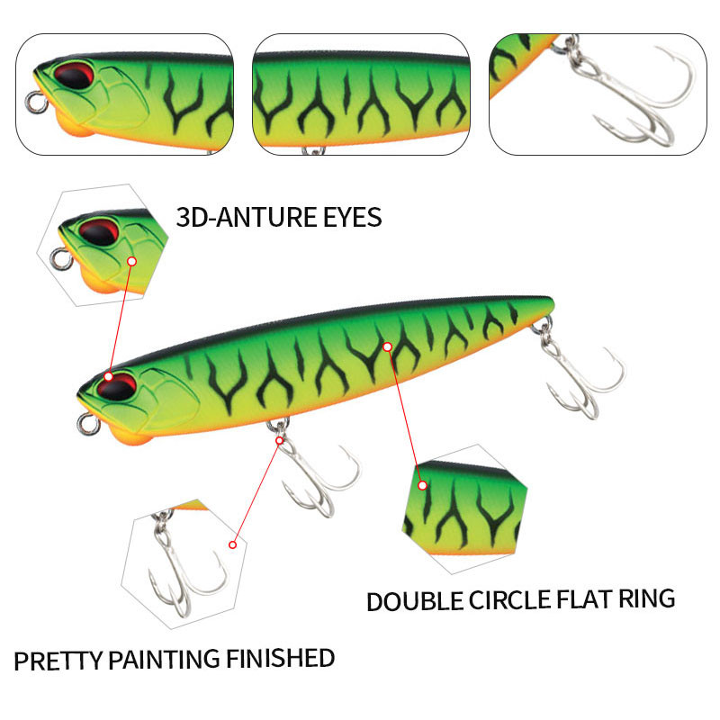 Pinnapealne pliiatslant 85mm 11g Topwater Walking the Dogs Freshwater Swimbait Fishing Vobbler haugi bassi kunstlikule kõvale söödale