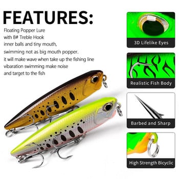 6,5cm/5,5g Topwater Pencil Dog Walker Fishing Lures with Hooks Long Casting Artificial Hard Bait Lure for Freshwater Saltwater