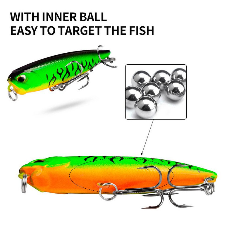 6,5cm/5,5g Topwater Pencil Dog Walker Fishing Lures with Hooks Long Casting Artificial Hard Bait Lure for Freshwater Saltwater