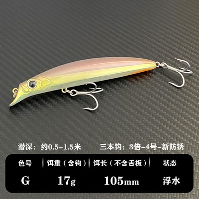 Θαλασσινό νερό Floating Fishing Lure Shallow Diving Minnow Tungsten 105mm 17,5g Long Casting Τεχνητό δόλωμα για σκουμπρί λαβράκι