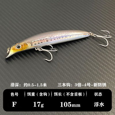 Θαλασσινό νερό Floating Fishing Lure Shallow Diving Minnow Tungsten 105mm 17,5g Long Casting Τεχνητό δόλωμα για σκουμπρί λαβράκι