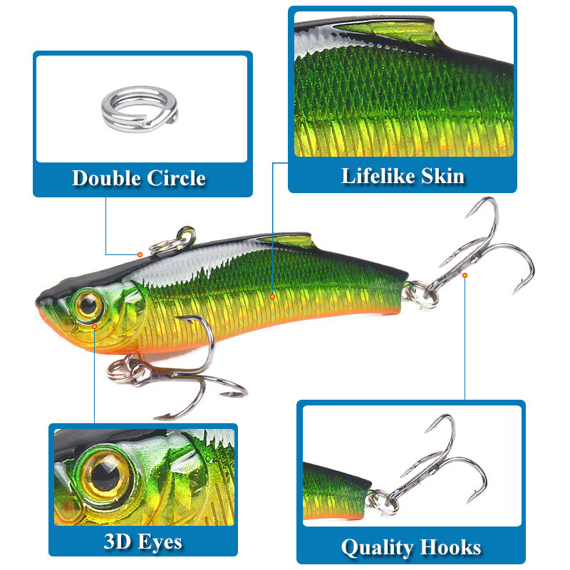 1 buc. Nalucă de pescuit cu gheață de iarnă 7cm/18g scufundare Isca artificială Rattlin vibrație VIB momeală tare Crankbait cârlige înalte