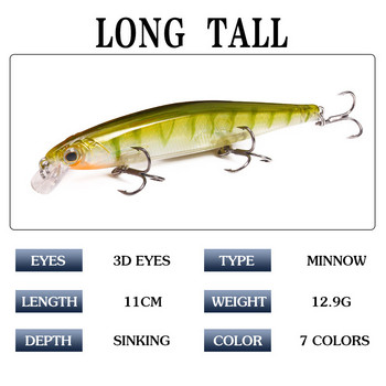 Minnow Fishing Lure Mino Baits Weights12.9g /11cm Bass Fishing Jerkbait Articulos De Pesca Isca Изкуствена фалшива риба