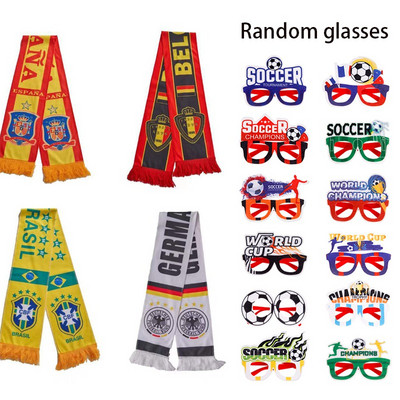 Futbolo šalikas ir akiniai Futbolo šalikas dvipusis spausdintas aukštos raiškos ryškių spalvų džiuginantis dekoratyvinis rekvizitas