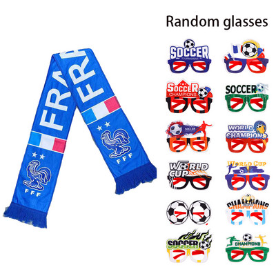 Κασκόλ και γυαλιά ποδοσφαίρου Φουλάρι ποδοσφαίρου διπλής όψης εμπριμέ υψηλής ευκρίνειας Ζωντανά χρώματα Ζωηρά διακοσμητικά στηρίγματα