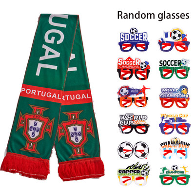 Κασκόλ και γυαλιά ποδοσφαίρου Φουλάρι ποδοσφαίρου διπλής όψης εμπριμέ υψηλής ευκρίνειας Ζωντανά χρώματα Ζωηρά διακοσμητικά στηρίγματα