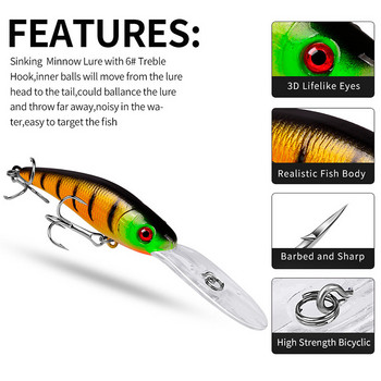 1 τεμ 10 cm 9,5 g Sinking Minnow Fishing Lures Wobbler Swimbaits Artificial Hard Bait For Bass Pike Crankbait Sea Trolling Tackle ​