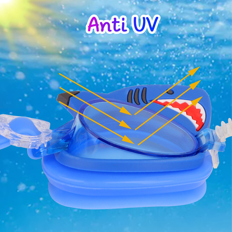 Accesorii de înot Copii Ochelari de înot Băiat Copii Rechin Ochelari de înot cu dopul pentru urechi Înot Înot Ochelari din silicon
