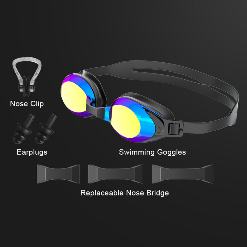 JSJM uued ujumisprillid Täiskasvanutele Uduvastane UV-kaitse Objektiiv Meestele Naistele Professionaalsed silikoonist reguleeritavad ujumisprillid Unisex