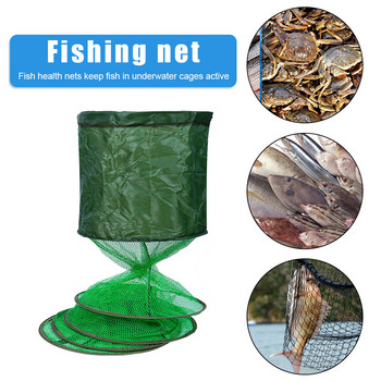 Преносима риболовна мрежа Съхранение на риба Риболовни аксесоари Стоманен пръстен Сгъваема клетка за риба Риболовен капан Мрежа Кошница за риба