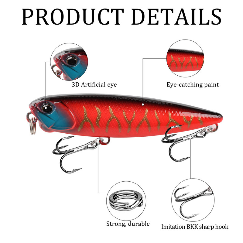 1tk Mini kalastuslant ujuv pliiatssööt 5 mm 3g väntsööt Tehisplastist kõva sööt Vooblerid Bass haugi kalastustarbed