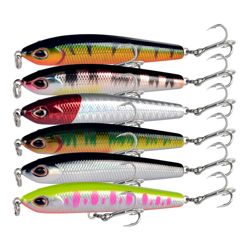 Topwater Pencil 75mm 9g Nalucă de pescuit de suprafață Walk The Dog Momeală dură de apă sărată artificială Bass Walker din plastic