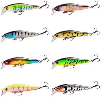 1бр Риболовна примамка Minnow 7cm 5.7g Bass Изкуствена твърда стръв Воблери Crankbait 3D очи Потъващи пластмасови примамки Fish Pesca