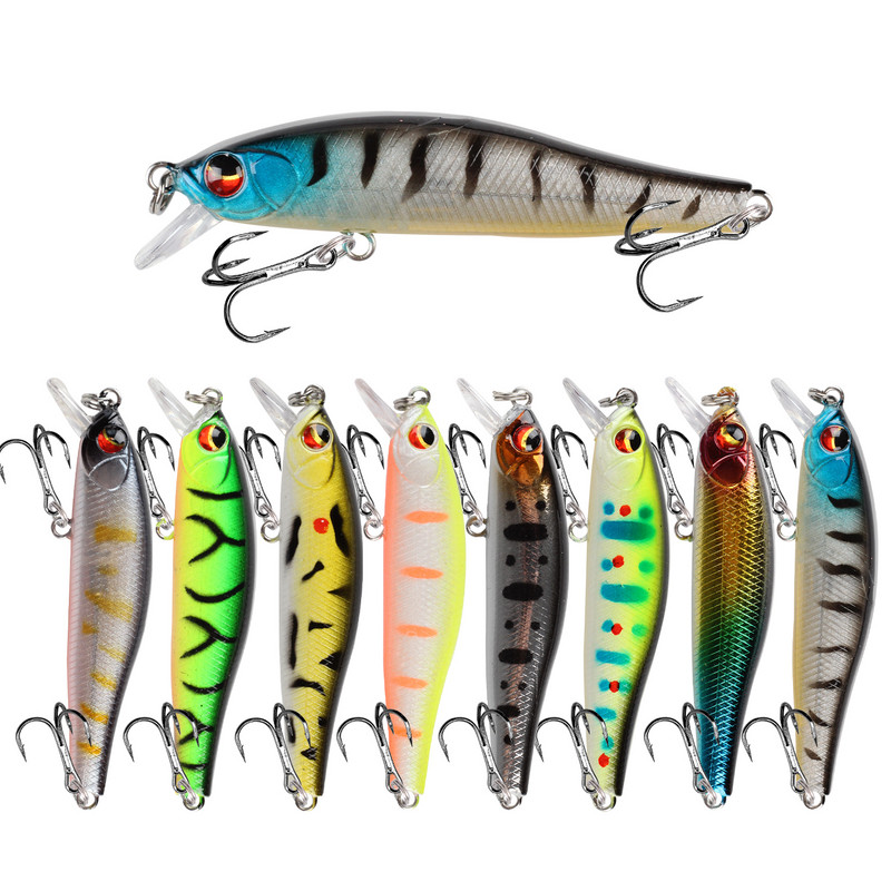 1 ks Rybárska návnada na ryby Minnow 7 cm 5,7 g Umelá tvrdá návnada na basy, voblery, crankbait 3D očká, potápavé plastové návnady, ryby, rybárčenie