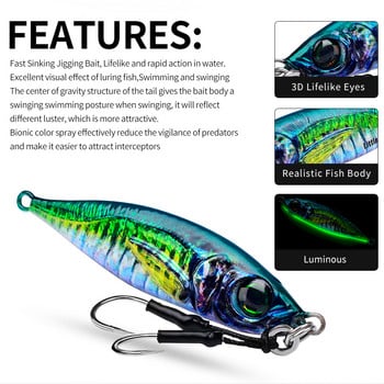 1PC 7g-80g Φωτεινής Εφέ Fast Sinking Metal Slow Jig Casting Trout Fishing Lure Bait Artificial Hard Jigging Lure Hook Tackle