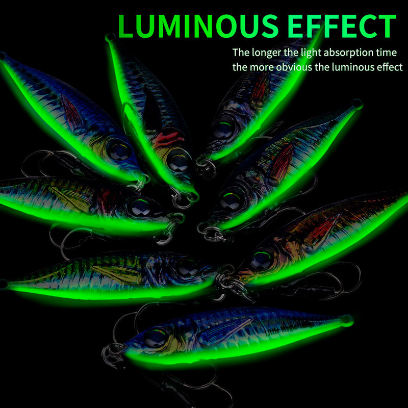 1tk 7g-80g helendav efekt Kiiresti vajuv metallist aeglane jigiheitmine forellipüügi landi sööt kunstlik kõva sikutamine landi konksuga