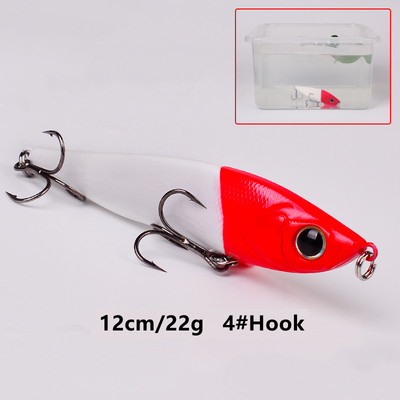 1 tk helendav sööt punase peaga valge keha ujuv vesi Mino plastist kõva sööt biooniline sööt helendav veealuse pliiatsiga püügivarustus