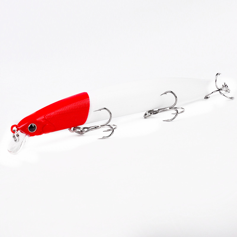 1 tk helendav sööt punase peaga valge keha ujuv vesi Mino plastist kõva sööt biooniline sööt helendav veealuse pliiatsiga püügivarustus