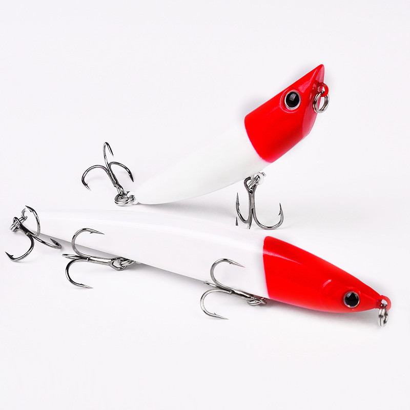 1 tk helendav sööt punase peaga valge keha ujuv vesi Mino plastist kõva sööt biooniline sööt helendav veealuse pliiatsiga püügivarustus