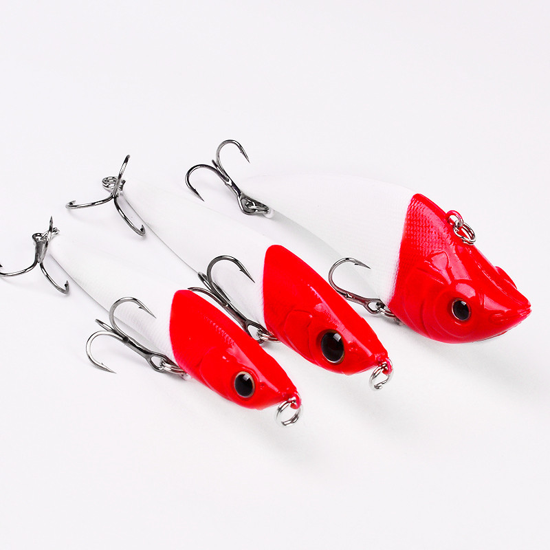1 tk helendav sööt punase peaga valge keha ujuv vesi Mino plastist kõva sööt biooniline sööt helendav veealuse pliiatsiga püügivarustus