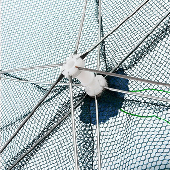 4-16 дупки Укрепена риболовна мрежа Клетка за скариди Сгъваема найлонова автоматична форма на чадър Капан за риба Сгъваема мрежа за кацане