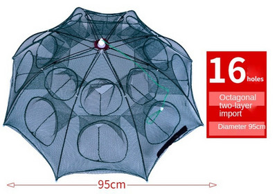 4-16 τρύπες Ενισχυμένο δίχτυ ψαρέματος Κλουβί γαρίδας Πτυσσόμενο νάιλον αυτόματο σχήμα ομπρέλας Παγίδα ψαριών χυτό πτυσσόμενο δίχτυ προσγείωσης