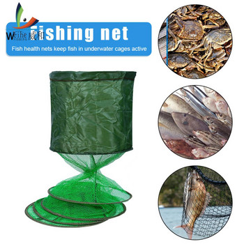 Δίχτυ ψαρέματος Καλάθι ψαριών Ζωντανό Δίχτυ παγίδας ψαριών Πτυσσόμενο αδιάβροχο κολλητικό επίχρισμα SUS Ring Cage Fishing Accessories