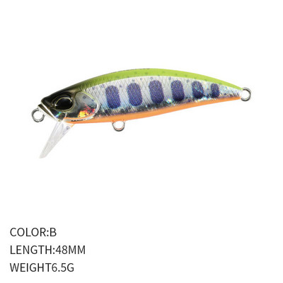 1Gb 48mm 6,5g Grimstošs Minnow Lure Hard Bait Vobleri Minnow Karpu zvejas vilinājums Isca Pesca Mākslīgais Minnow Lure foreļu bass