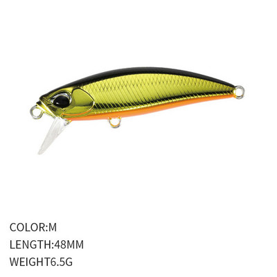 1Gb 48mm 6,5g Grimstošs Minnow Lure Hard Bait Vobleri Minnow Karpu zvejas vilinājums Isca Pesca Mākslīgais Minnow Lure foreļu bass