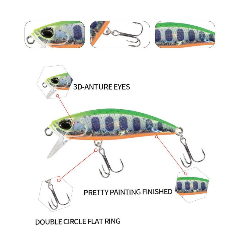 1db 48mm-es 6,5g-os süllyedő Minnow csali kemény csali wobblerek Minnow pontyhorgász csali Isca Pesca mesterséges Minnow csali pisztrángsügérhez