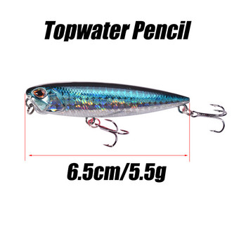 Topwater Floating Pencil Fishing Lure 6,5cm 5,5g Dog Walk Crankbait Wobbler Stickbait Minnow Hard Artificial Bait For Pike Bass