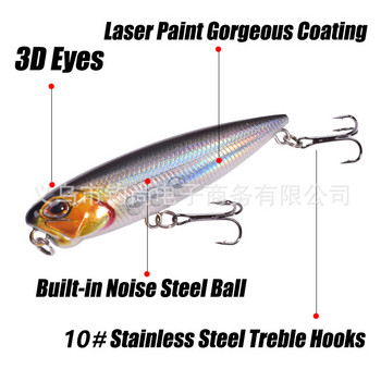 Topwater Floating Pencil Fishing Lure 6,5cm 5,5g Dog Walk Crankbait Wobbler Stickbait Minnow Hard Artificial Bait For Pike Bass