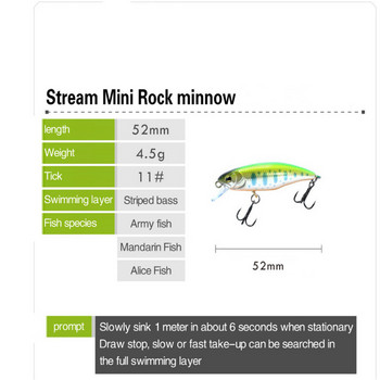 1 БР. Бавно потъваща риболовна примамка Minnow 5,2 см 4,5 г пластмасова твърда стръв Jerkbait Костур Pesca Wobbler Риболовни принадлежности Crankbait