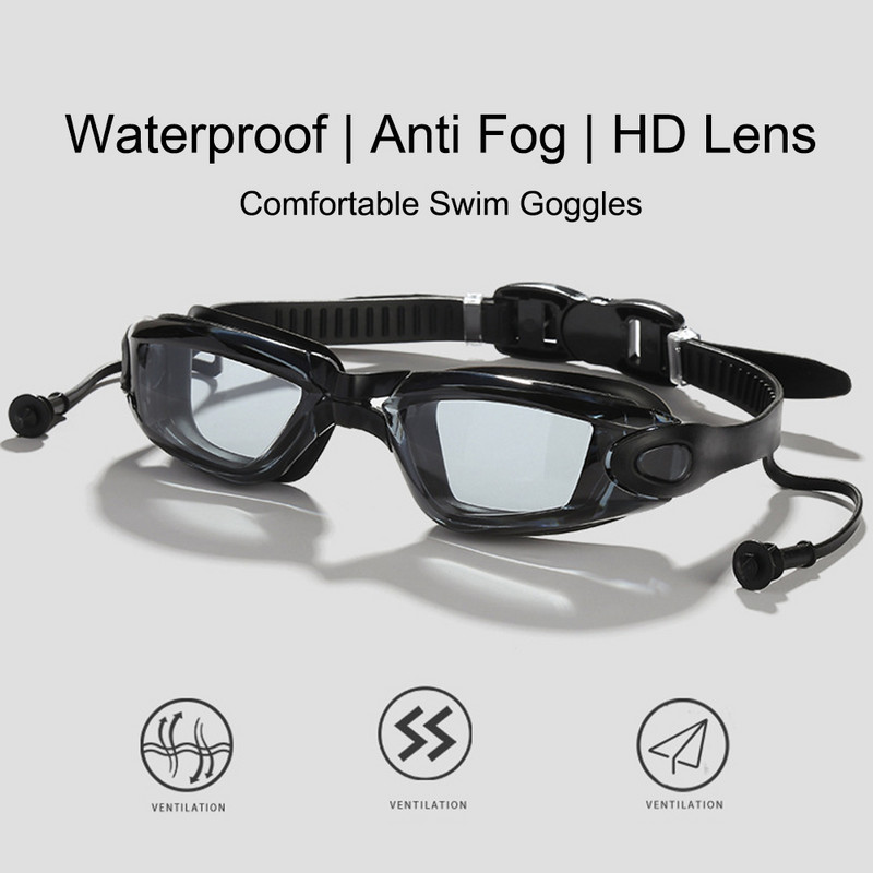Mehed Naised Professionaalsed veekindlad uduvastased läbipaistvad ujumisprillid ujumisbassein Veespordiprillid Silikoonist kõrvatroppidega prillid