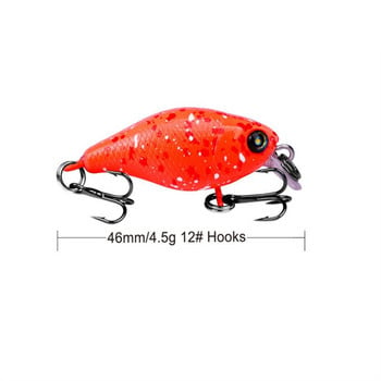 1 бр. манивела за риболовни примамки, воблери, 45 mm, 4,3 g, мини crankbait, изкуствена пластмасова твърда стръв, риболовни принадлежности за бас щука