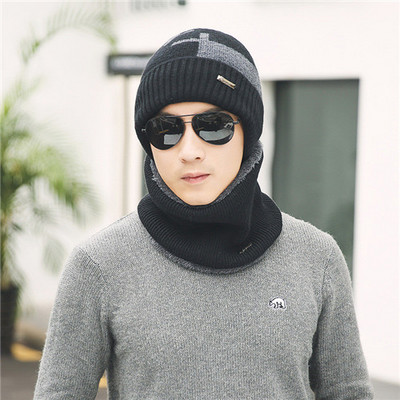 Πλεκτές σαλιάρες για τον λαιμό, καπέλο για χειμερινό χιόνι, αθλήματα, ανδρικά σκέιτμπορντ Beanie Skullies Beanies Thicken Plus Velvet Scarf Mask
