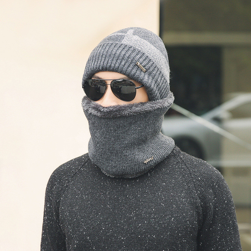 Πλεκτές σαλιάρες για τον λαιμό, καπέλο για χειμερινό χιόνι, αθλήματα, ανδρικά σκέιτμπορντ Beanie Skullies Beanies Thicken Plus Velvet Scarf Mask