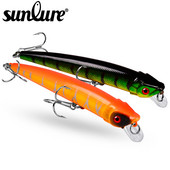 Sunlure 1PCS Floating Minnow Bait 9,5cm-8g Surface Fishing Lure Hard Artificial Wobbler Noisy Swimbait Bass Bait Fishing Trackle
