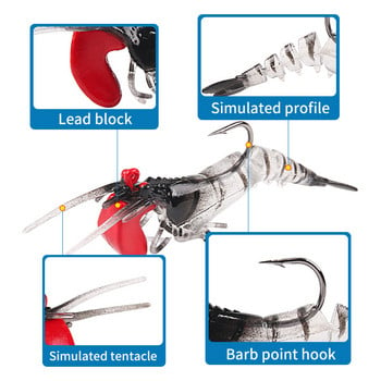9CM/14g Multinode Пет секции за риболов на скариди, скариди, примамки за скариди, примамки за платика, Craws, светещи скариди, речни примамки, риболов в солена вода