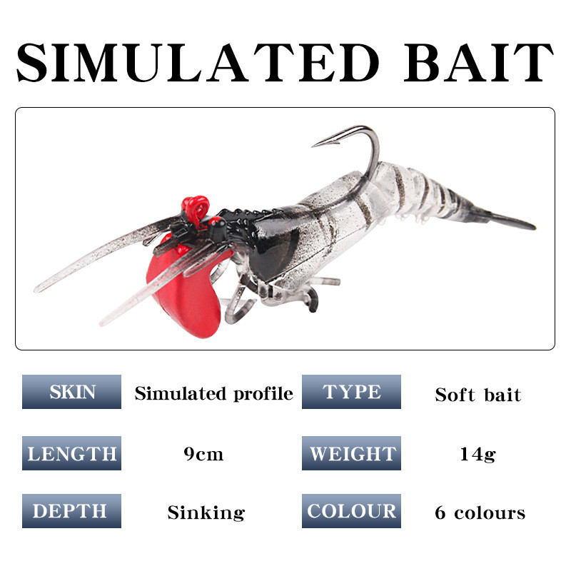 9CM/14g Multimazgas Penkios dalys Žvejyba Krevetės Krevetės Krevetės Masalai Karšių masalai Šviečiančios krevetės Upės masalas Žvejyba sūriame vandenyje