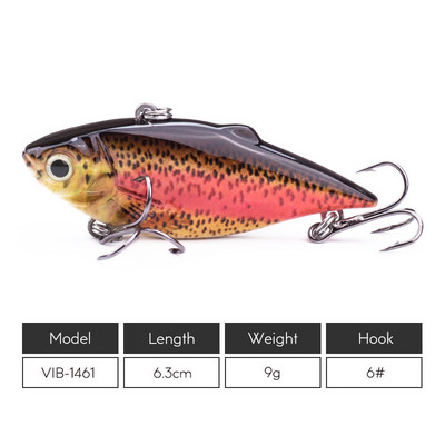1 τεμ 6,3 εκ. VIB Crankbait 8,5 g Lifelike Fishing Lure Υψηλής ποιότητας Δόλωμα Ψαρέματος Slow Sinking Hard Fishing Wobbler Pesca Mini Vib