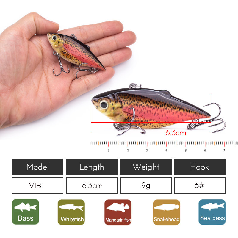1 τεμ 6,3 εκ. VIB Crankbait 8,5 g Lifelike Fishing Lure Υψηλής ποιότητας Δόλωμα Ψαρέματος Slow Sinking Hard Fishing Wobbler Pesca Mini Vib