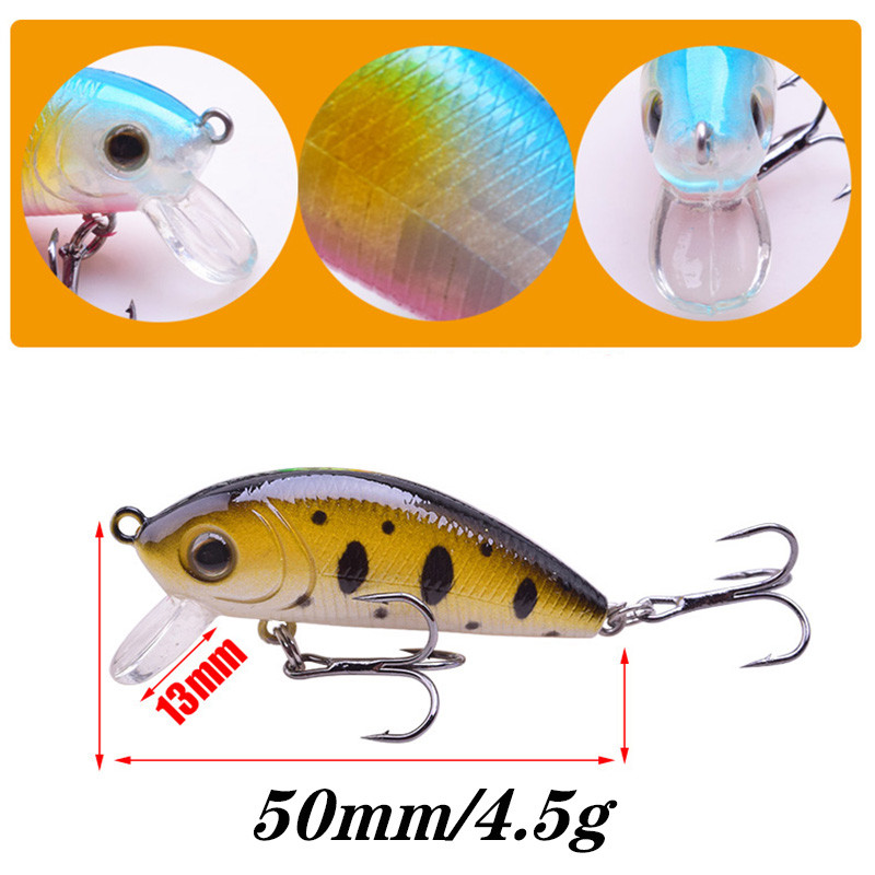 1 tk Luminous Minnow püügilant 50 mm 4,5 g Topwater kõva söödaga voblerid Swimbait Crankbaits karpkala triibulise bassi püügitarvetele