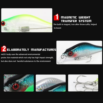 1бр Риболовни примамки Minnow 8cm 9g Crankbaits Воблери Костур 3D очи Изкуствена твърда стръв Щука Шаран Бас Плаваща Swimbait Pesca​